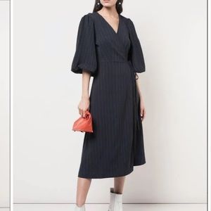 GANNI navy true wrap dress